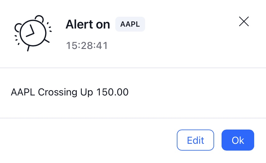 Modify Description: Set up an alert on TradingView for a stock screener when the APL indicator crosses up above 15000.